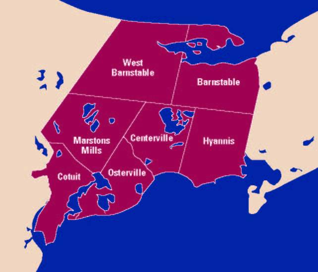 Map of Barnstable Villages on Cape Cod